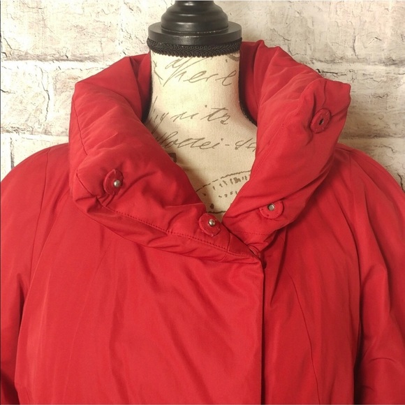 Ann Taylor red pillow collar down feather coat - Picture 2 of 8